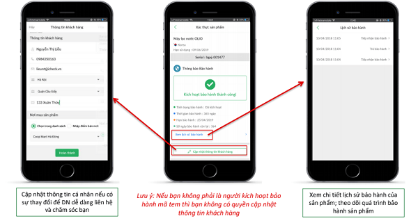 kiểm tra lại thông tin bảo hành vừa cung cấp