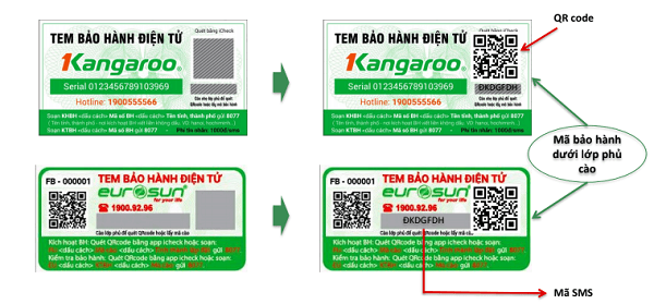 Cào lớp phủ bạc tem bảo hành điện tử