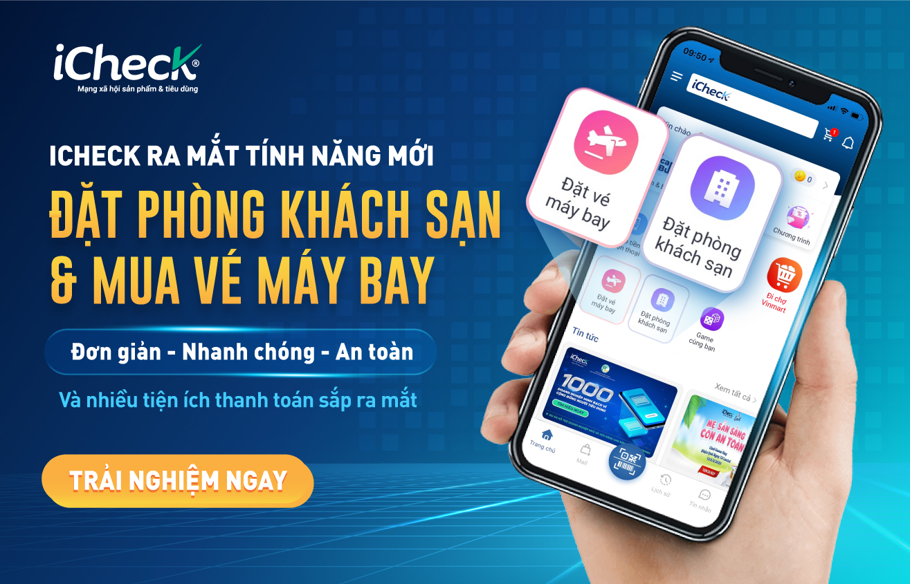 iCheck chinh thuc ra mat hai tinh nang moi: Dat phong khach san & Mua ve may bay