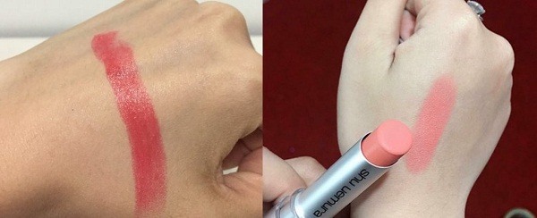 Chất son Shu chính hãng  Bạn chú ý nhé ! Son shu chính hãng mềm mượt, lướt trên môi cực kì dễ dàng, chỉ lướt son 1 lần là màu lên chuẩn xác như trên thỏi. Điều này son thật khó mà làm được. Chú ý với dòng dưỡng sẽ hơi bóng để nắm rõ điều này thì bạn phải biết được bảng màu của son shu uemura chính hãng và màu mình chọn thuộc dòng nào nhé.