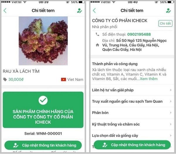 Truy xuất nguồn gốc rau xà lách